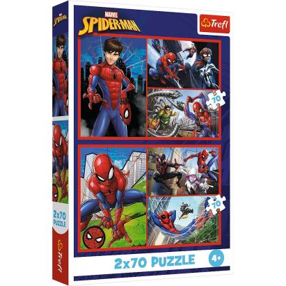 Puzzle Trefl 2x70 piese Marvel Spider-Man, Aventurile lui Spider-Man