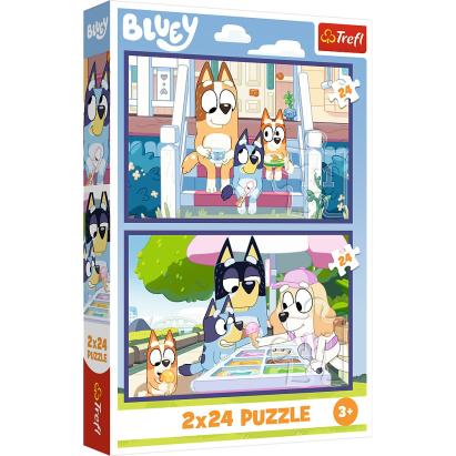 Puzzle Trefl Bluey 2x24 piese, Distracție cu Bluey, 3+ ani