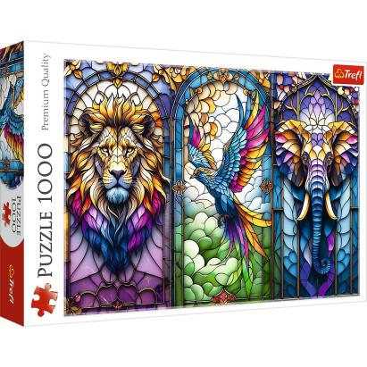 Puzzle Trefl 1000 piese Animale în vitraliu, multicolor, 12+ ani