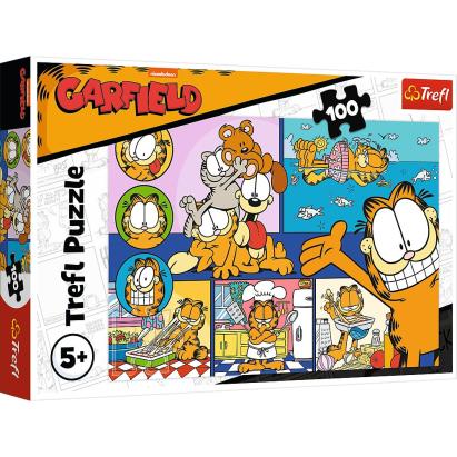 Puzzle Trefl Garfield cu 100 piese pentru copii 5+ ani, multicolor