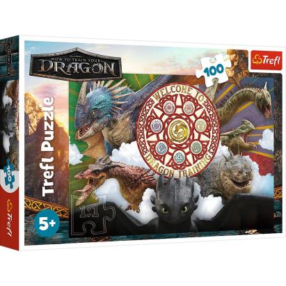 PUZZLE TREFL 100 CUM SA ITI DRESEZI DRAGONUL DRAGONI IN ACTIUNE