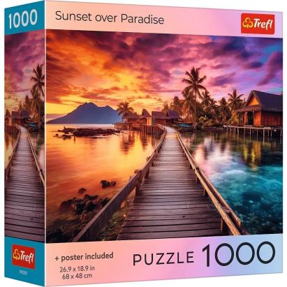 Puzzle Trefl 1000 piese Sunset over Paradise, cu poster inclus
