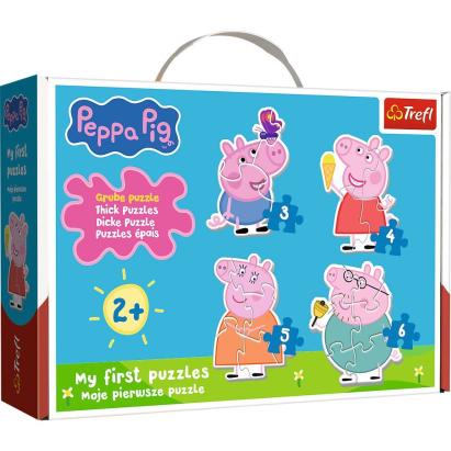 Puzzle copii Trefl Baby Peppa Pig, 4 puzzle-uri, 18 piese, 2+ ani