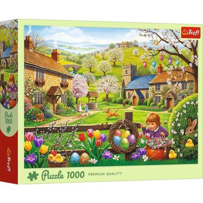 Puzzle Trefl 1000 piese Vânătoare de ouă de Paște, multicolor