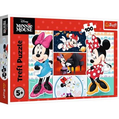 Puzzle Trefl Minnie Mouse amuzant, 100 piese, pentru copii 5+