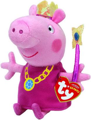 Jucarie de plus Ty Peppa Pig Printesa, 15 cm, multicolor