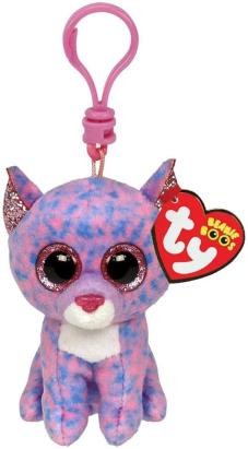 Breloc din plus TY Cassidy, pisică lavandă, 8,5 cm, Beanie Boos