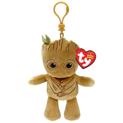 Breloc din plus Ty Groot Marvel Beanie Babies, 8 cm, multicolor
