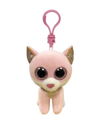 Breloc plus TY Beanie Boos Fiona, pisică roz, 8,5 cm