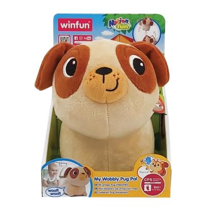 Jucarie interactiva Winfun Catelus Pug moale cu sunete, 6 luni+