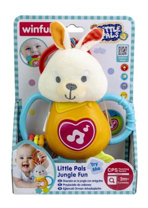 Zornăitoare iepuraș Winfun cu sunete, lumini și texturi pentru bebeluși