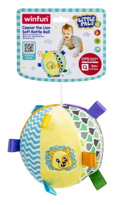 Minge zornăitoare textilă cu leu Winfun pentru bebeluși 3+ luni