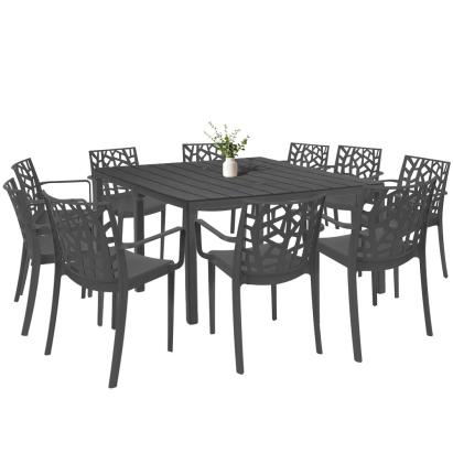 Set mobilier de grădină Leziter Alina 10+1, grafit, masă extensibilă