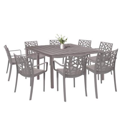Set mobilier de grădină Leziter Alina 8+1, masă extensibilă, cappuccino