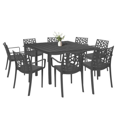 Set mobilier de grădină Leziter Alina 8+1, masă extensibilă, grafit