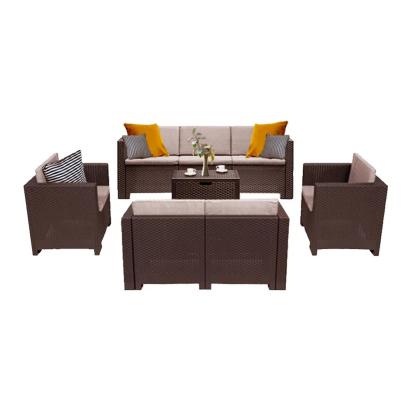 Set mobilier de grădină Leziter City Large, 7 locuri, maro