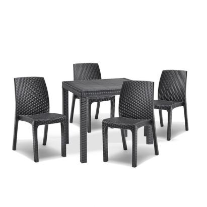 Set mobilier de grădină Leziter Goti 4+1, grafit, efect ratan