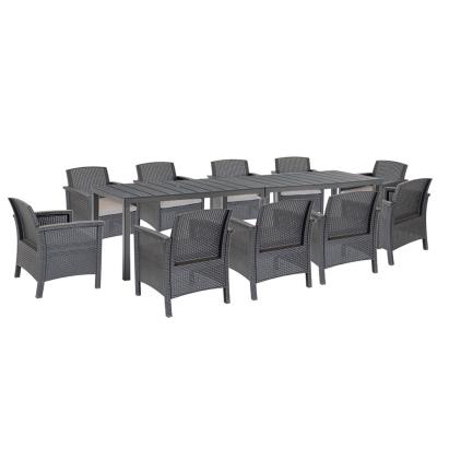 Set mobilier de grădină Leziter Grant 10+1 cu masă extensibilă, grafit