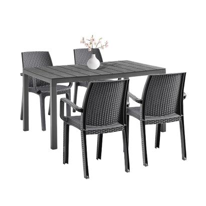 Set mobilier de grădină Leziter Indy 4+1 din plastic, grafit