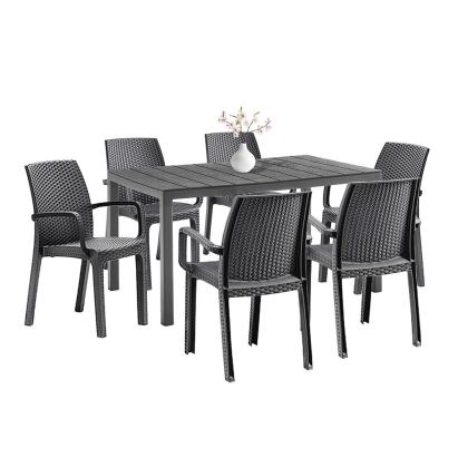 Set mobilier de grădină Leziter Indy 6+1, grafit, 6 scaune și masă