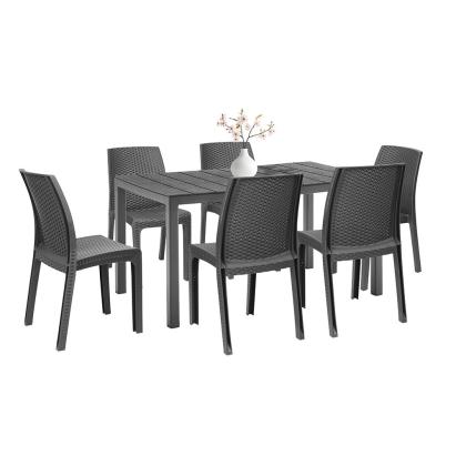 Set mobilier de grădină Leziter Laos 6+1, grafit, 6 scaune și masă