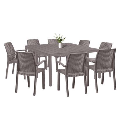 Set mobilier de grădină Leziter Letta 8+1, cappuccino, masă extensibilă