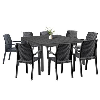 Set mobilier de grădină Leziter Letta 8+1 cu masă extensibilă, grafit