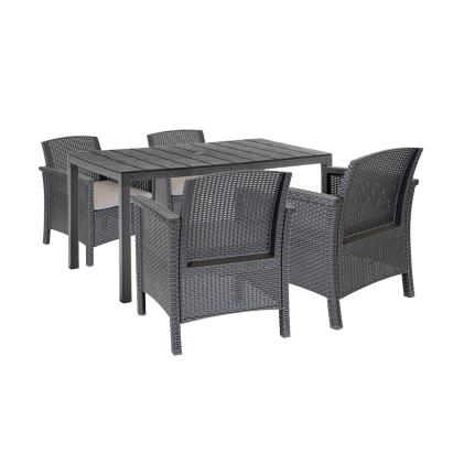 Set mobilier de grădină Leziter Meda 4+1 grafit cu masă extensibilă