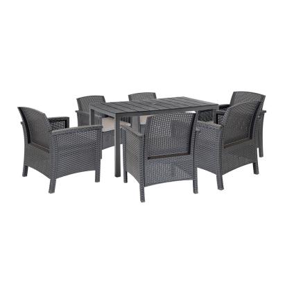 Set mobilier de grădină Leziter Meda 6+1, masă extensibilă, grafit