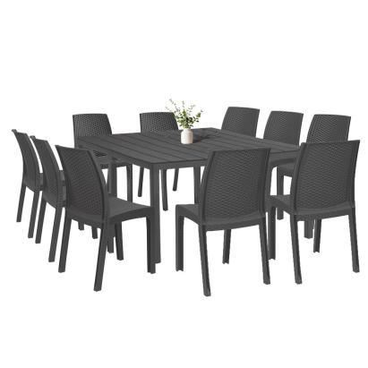 Set mobilier de grădină Leziter Monza 10+1, masă extensibilă, grafit
