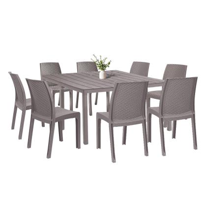 Set mobilier de grădină Leziter Monza 8+1, cappuccino, masă extensibilă