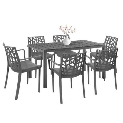 Set mobilier de grădină Leziter Nassau 6+1, grafit, 6 scaune și masă