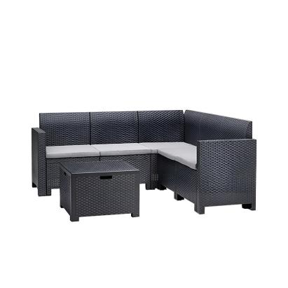 Set de colț pentru grădină Leziter Nero, 5 locuri, grafit