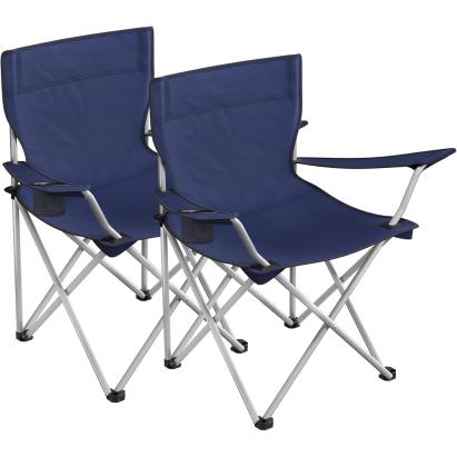 SONGMICS Set 2 scaune pliabile camping cu suport bauturi, husa transport, 52x84x81 cm, 120 kg, albastru Household NewTrend