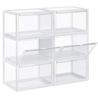 SONGMICS Organizatoare pantofi, transparente cu usa frontala, stivuibile, PVC, 6 cutii x 36x28x22 cm, transparent Household NewTrend