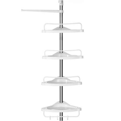 SONGMICS Etajera colt dus, 4 rafturi, inaltime reglabila 95-300 cm, otel si plastic PP, alb Household NewTrend