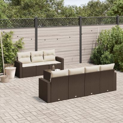 Set canapele de grădină cu perne, 8 piese, maro, poliratan GartenMobel Dekor