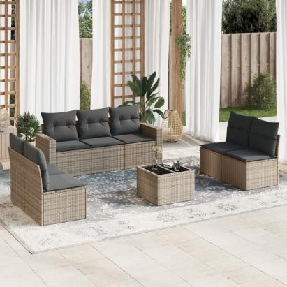 Set canapele de grădină cu perne, 8 piese, gri, poliratan GartenMobel Dekor
