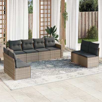 Set canapele de grădină cu perne, 8 piese, gri, poliratan GartenMobel Dekor