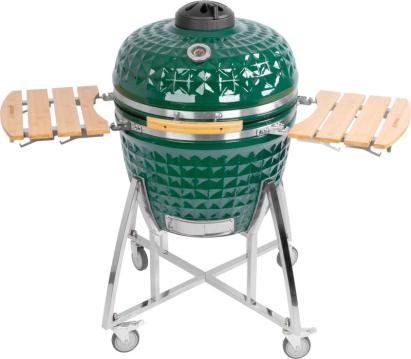 Grătar ceramic Kamado Egg 26 inch verde, cu suport și roți