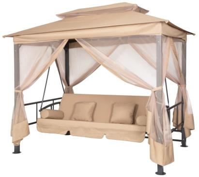 Balansoar de grădină ALIPASCHA LUX cu plasă anti-insecte și pat