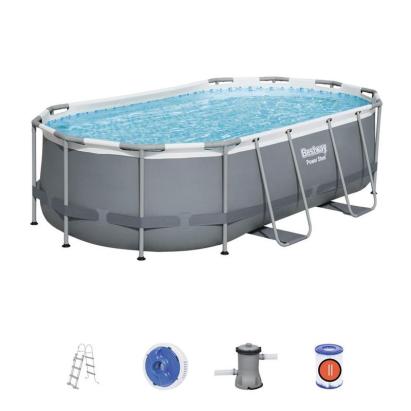 Piscină supraterană ovală Bestway Power Steel cu filtru și scară 427x250x100 cm