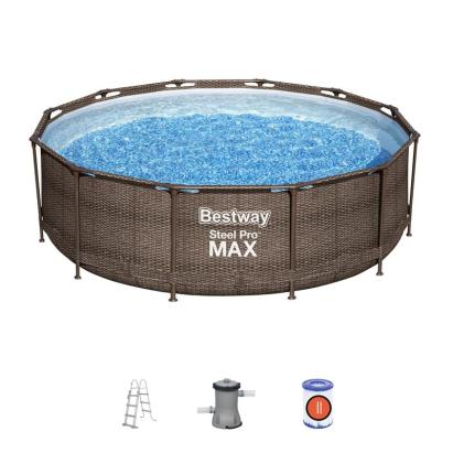 Piscină supraterană Bestway Steel Pro MAX 366x100 cm, ratan, cu filtru și scară