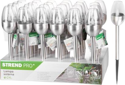 Lampa solara de gradina tip lumanare cu LED, inox, 28 cm