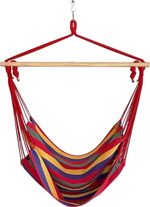 Fotoliu suspendat tip leagan CARNER pentru gradina, bumbac, 150 kg, 100x50 cm