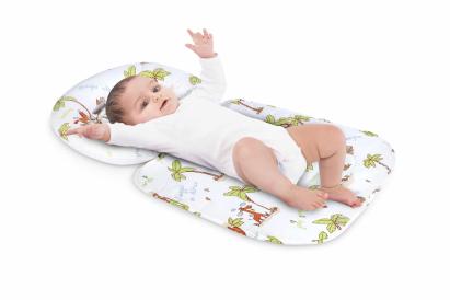 Păturică impermeabilă pentru bebeluși cu tetieră detașabilă Jungle