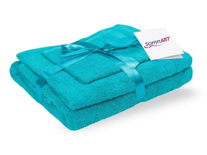 Set prosoape baie bumbac Somnart 600 gsm, 3 piese, turcoaz