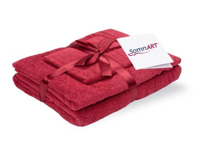 Set prosoape baie din bumbac Somnart 600 GSM, 3 piese, bordeaux
