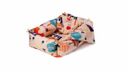 Set reductor bebe nest SomnArt cu paturica si pernuta, model bufnite, crem