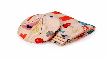 Set paturica si pernuta ergonomica pentru bebelusi SomnArt Bufnite